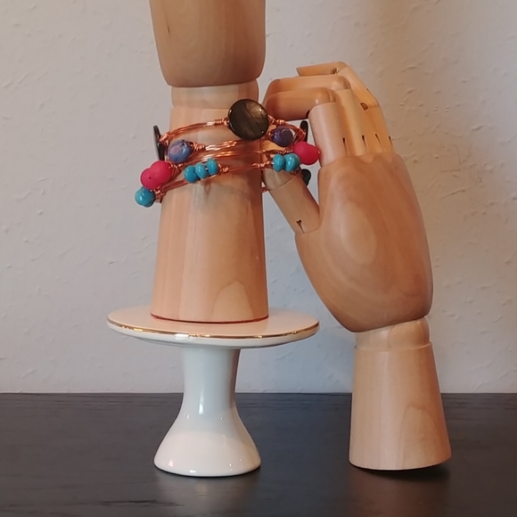 Set of 4 Wire Wrapped Bangle Bracelets - Picture 2 of 3